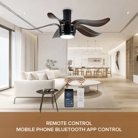 Ventilateur à lumière LED ABS multifonction intelligent 52 pouces en forme de fleur Lampes 24W pour ventilateurs de plafond