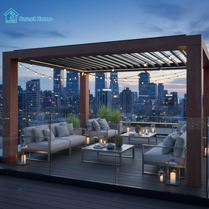 Pérgola de Aluminio <span class=keywords><strong>para</strong></span> Exteriores Sweet Home con Techo de Láminas, Iluminación LED Impermeable y Mosquitera <span class=keywords><strong>para</strong></span> Jardín - Product Image 3