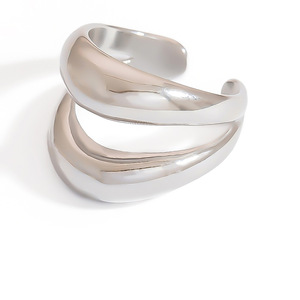 Stainless Steel Geometric Curved <b>Ring</b> <b>Open</b> Design Unisex Fashion Jewelry Gift - Product Image 5