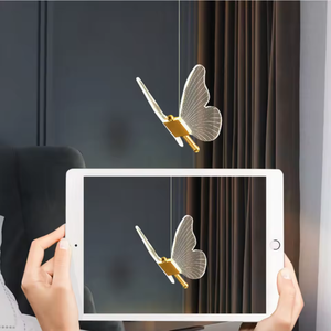 โคมไฟระย้ารูปผีเสื้อขนาดเล็กสไตล์โมเดิร์นหรูหรา, โคมไฟ LED สไตล์นอร์ดิกมินิมอลพร้อมระบบควบคุมแบบสัมผัส, ถนอมสายตาสำหรับห้องนอน - Product Image 3
