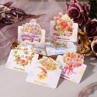 Cartes de vœux pliables découpées au laser à motif floral de dessin animé mignon, design bouquet coloré, cartes de remerciement pour toutes les occasions