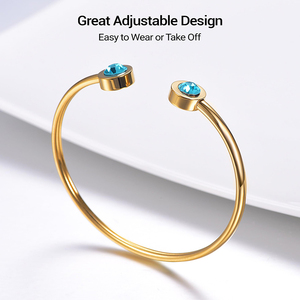 Pulsera de Acero Inoxidable con Piedra de Nacimiento de Enero a Diciembre, Joyería para Mujer, 2 Opciones de Longitud para Muñecas de 5.1'' a 7.6'' - Product Image 4