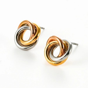1 par de pendientes de acero inoxidable con diseño en espiral, estilo punk, geométricos, plateados y dorados, para mujeres y niñas, regalo de joyería. - Product Image 4