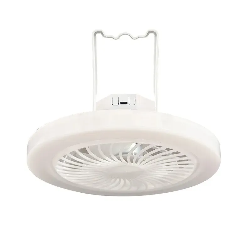 Camping Ceiling Fans Light Rechargeable Includes Batteries Quiet Dimmable 3-Speed Small Spaces Tent Bedroom Home Office 1800mAh