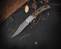 E-commerce Hot Selling 440c Couteau de poche pliant en acier Classique Multifonctionnel Portable EDC en bois pour la pêche en plein air OEM