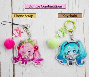 Kit DIY de breloques et sangles de téléphone en acrylique, personnages OEM/ODM, 7 lots de 33 designs, style Chibi - Product Image 5