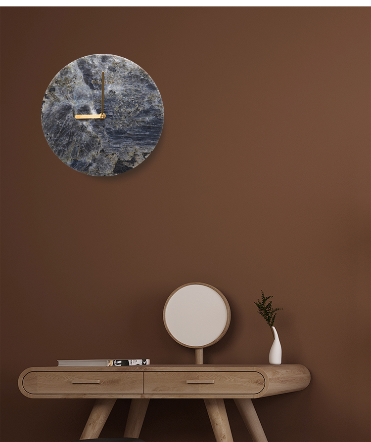 Round Wall Clocks Grey Stone Home Decor Modern Marble Wall Clock And Marble Art Craft horloge murale Gift Namibian White