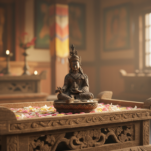 Statua di <span class=keywords><strong>Buddha</strong></span> Padmasambhava Placcata in Bronzo, Scultura Stampata Digitalmente, Fusione Personalizzata in Metallo, su Misura a Grandezza Naturale - Product Image 1