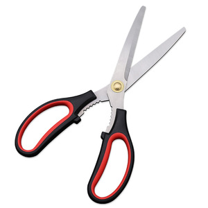 <b>Kitchen</b> <b>Scissor</b> Stainless Steel 8 In Straight Head Red And Black Handle For Meat Chicken Steak Grill Use Home Cooking - Product Image 1