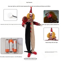 Nouvelle Décoration d'Halloween Transfrontalière de 18m en Plastique, Clown Secoueur Lumineux Électrique à Détection de Mouvement et Contrôle Sonore pour Maison Hantée
