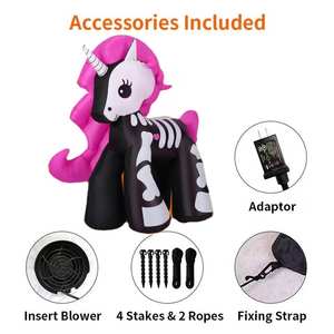 Custom Halloween Skeleton <strong>Unicorn</strong> Inflatable Yard Decoration Cute LED Lights for Outdoor <strong>Party</strong> Decorations - Product Image 6