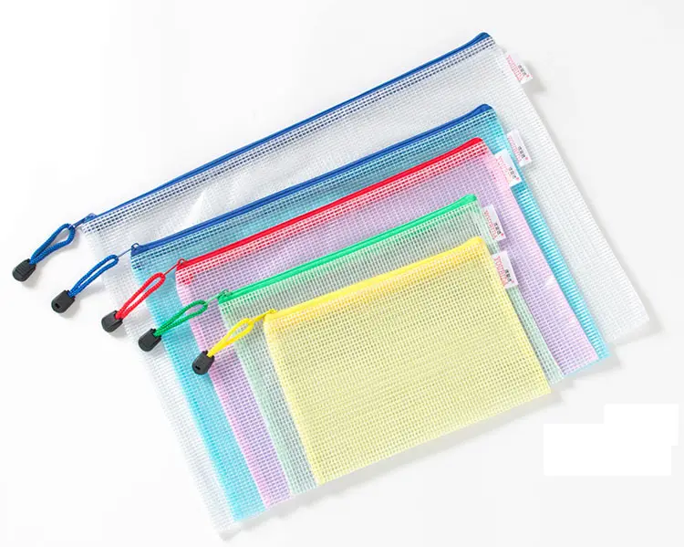 Saco de armazenamento de documentos de plástico à prova d' água, portátil, pasta a4 a3 a5 a6 b4 b5 b6 b8, malha pvc, versão zipper, suporte de papel e0220