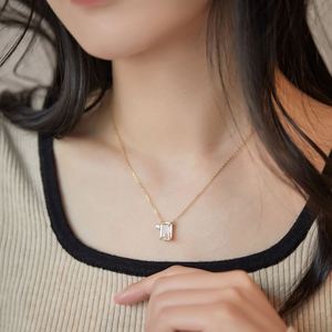 Dylam New Arrival <b>Initial</b> Letter <b>Necklace</b> S925 <b>Silver</b> 5A Zirconia N Alphabet 26 Letters Gradient Color Crystal Pendant <b>Necklace</b> - Product Image 4