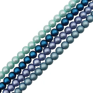 浅蓝色紫色玻璃磨砂圆珠3毫米哑光珍珠手链饰品制作