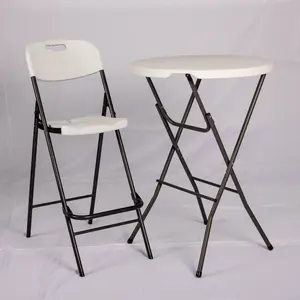 Portable HDPE Plastic Modern Round High Folding Metal Small Bar Table Furniture