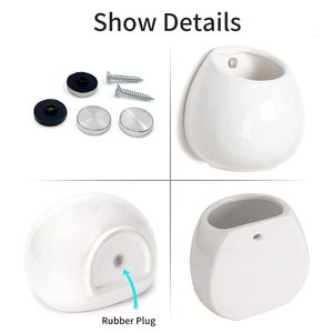 Support mural en porcelaine émaillée blanche de 4 pouces pour plantes suspendues, kits de propagation, vase minimaliste pour exposition de fleurs à la maison et au jardin - Product Image 2