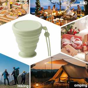 Hot Sale Portable Collapsible Silicone <b>Cup</b> Heat Resistant Foldable Travel Mug <b>with</b> Leakproof <b>Lid</b> for Camping Office Outdoor - Product Image 6