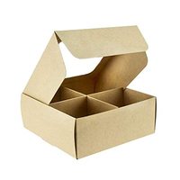 Vente en gros Boîte à brownies à quatre compartiments Petits biscuits Charcuterie 6x6 Boîtes de boulangerie marron Impression personnalisée avec fenêtre et séparateurs