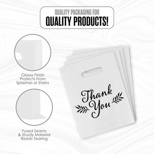 Thank You <b>Bags</b> 16x18 Inch Plastic Shopping Gift <b>Bags</b> Die Cut Handle 100 Pack <b>White</b> - Product Image 3