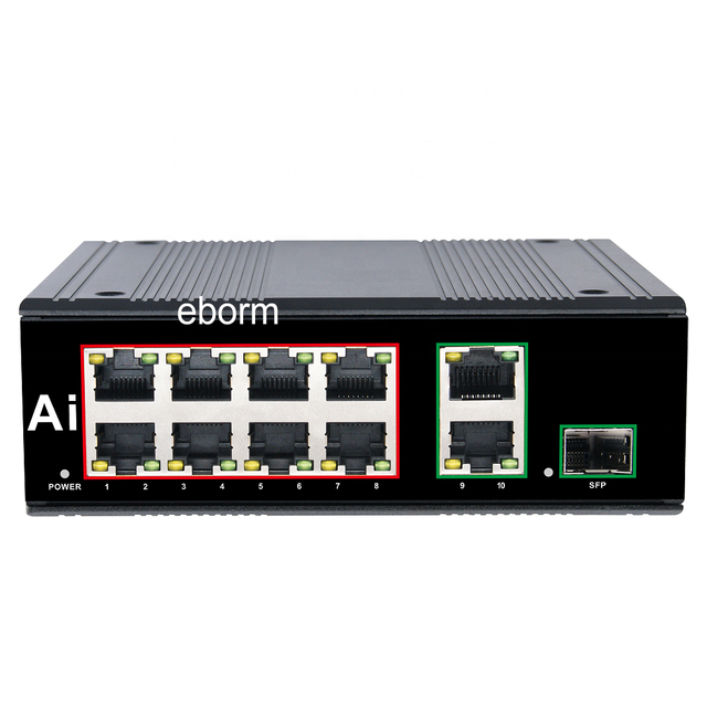 8-Port Full Gigabit Industrial POE Switch with 2RJ45*1000Mbps+ 1 Gigabit SFP Uplinks  POE Watchdog