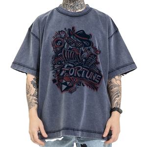 T-shirt surdimensionné blanc délavé à l'acide pour hommes Vente en gros Hip Hop Poids lourd Design personnalisé Logo imprimé Street Wear - Product Image 4