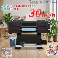 Imprimante de transfert DTF à encre UV Titanjet 60 cm 3200U1 avec tête d'impression, colle, vernis CMYK, film AB rouleau à rouleau 2400 DPI OEM