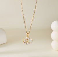 RINHOO - Collar de Acero Inoxidable de Alta Calidad Chapado en Oro de 18k para Mujer, Collar de Corazón de Acero Inoxidable, Regalo de Joyería