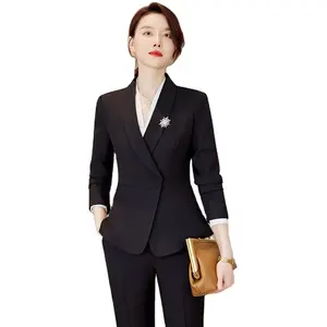 Nueva moda Casual Elegante ropa de oficina para mujer 2 piezas Blazers conjunto traje de vestir para mujer