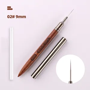 Vente en gros de pinceaux de vernis à ongles 5 pièces manche en bois longs stylos à dessin fin pour ongles Gel pour ongles outils de conception de peinture