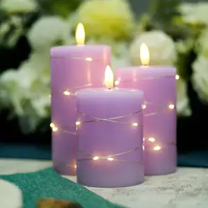 3 Pcs 3D Wick Led Candle Light Battery Powered Led Candle Flameless Candles With String Lights