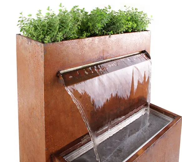 Outdoor Garden Backyard Decoration Corten Steel Water Fountain Wall Waterfall