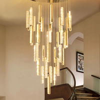 Lustre Led de Salon Personnalisé en Or de Luxe Moderne Lampes Suspendues Hall d'Hôtel Escalier Lustres à Haut Plafond