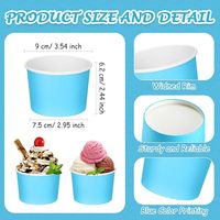 Vaso de Papel para Helado Desechable de Grado Alimenticio de 3oz 5oz 8oz con Diseño Impreso a Color para Llevar