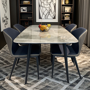 Ý Sang Trọng Bàn Ăn Bề Mặt Sáng Đá Tấm Hiện Đại Tối Giản Ngựa Bụng Cạnh Bảng Điều Chỉnh Gỗ Cho Nhà Đồ Nội Thất Khách Sạn - Product Image 2