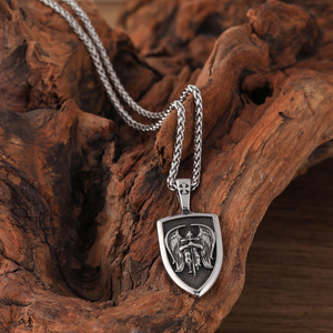 St Michael Pendant Necklace Archangel Shield Jewelry Stainless Steel Cross Vintage <strong>Guardian</strong> <strong>Angel</strong> <strong>Gift</strong> for Men Women - Product Image 4