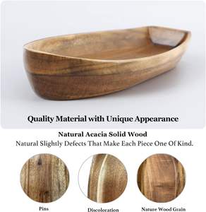 Lucky Boat <span class=keywords><strong>Plateau</strong></span> En Bois Acacia En Bois Massif Bateau Forme Plaque <span class=keywords><strong>De</strong></span> Stockage Bol Décoratif pour Desserts Fruits Snack et Fruits <span class=keywords><strong>De</strong></span> <span class=keywords><strong>Mer</strong></span> - Product Image 2