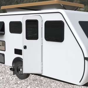 Porte d'entrée de camping-car avec charnière droite et moustiquaire, 24" x 72", coins carrés/ronds, blanche - Product Image 1