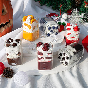 Bougie parfumée de forme fruitée de style crème glacée d'anniversaire bougie de gâteau au chocolat fraise avec pot en verre aromathérapie de festival - Product Image 5