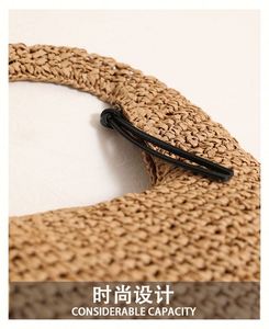 Sac à main en paille tressée pour femme, nouveau style, couleur unie, avec pompon, idéal pour les vacances à la plage et les loisirs en bord de mer - Product Image 6