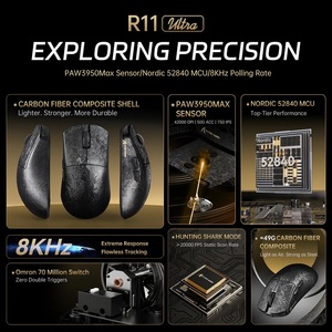 Chuột chơi game không dây ATTACK SHARK R11 ULTRA Carbon Fiber 8K PAW3950MAX, tốc độ quét tĩnh 20000 FPS, siêu nhẹ 49g - Product Image 3