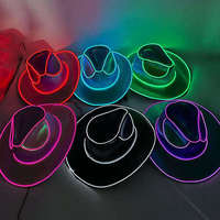 Cappello da Cowboy Personalizzato 2026 con Luci Lampeggianti, Decorazione al Neon, Cappello LED per Festival, Cappelli Luminosi per Feste EDC per Adulti