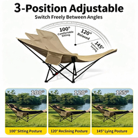 Chaise pliante réglable 3 positions avec repose-pieds, dossier haut et pochette de rangement, portable pour la pêche en extérieur – Vente en gros