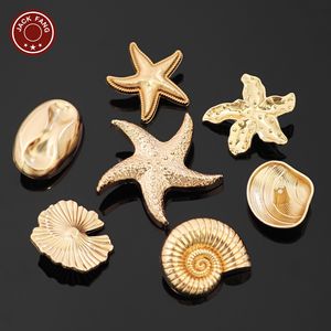 Botones Metálicos con Vástago de Fábrica, Botones Personalizados con Formas Irregulares de Concha, Logotipo Grabado, Botones de Concha, Sol y Estrella de Mar para Accesorios de Prendas - Product Image 3