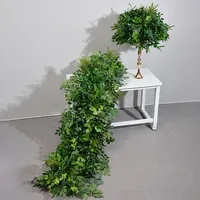 Décorations de mariage en fleurs de soie blanches et feuilles de plantes vertes personnalisées, chemin de table de mariage en fleurs en gros, toile de fond de table de mariage