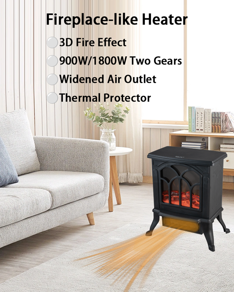 750W-1500W Electric Wide-Air Fireplace Heater - Image 4