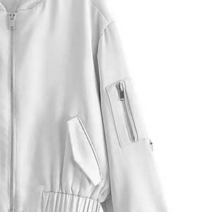 Chaqueta bomber de satén personalizada para mujer, ligera, con cremallera, brillante, con logotipo personalizado, también disponible para hombre. - Product Image 6