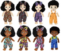 Poupée africaine en tissu à habiller, mignonne, en peluche douce, pour bébé, noire