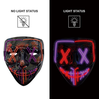 Masque LED d'Halloween lumineux 2 couleurs en PVC pour adultes et enfants, masque effrayant qui brille avec 4 modes d'éclairage pour les fêtes