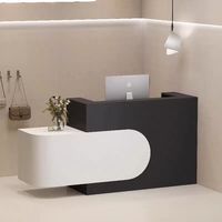 Mostrador de Recepción de Madera Negra Moderno Personalizado con Partición, Muebles Comerciales para Hotel, Tienda de Ropa, Boutique