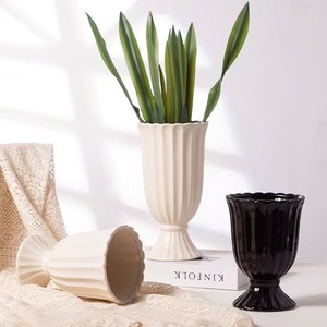 Vase en céramique à colonne romaine de style campagnard français en L Design transfrontalier moderne simple pour l'aménagement de fleurs à l'hôtel et à la maison - Product Image 2